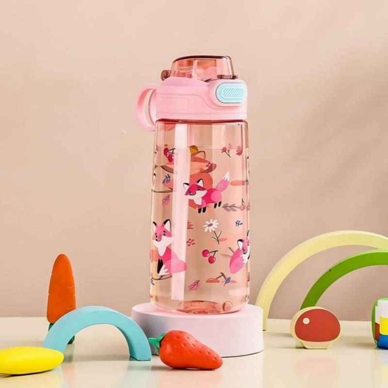 550ml Kreslená zvířátka Láhev na vodu Přenosná Bezpečnostní zámek Roztomilý Kelímek se slámkou Dětská Nepropustná Nádoba na pití Pro Venkovní Kempování Cestování