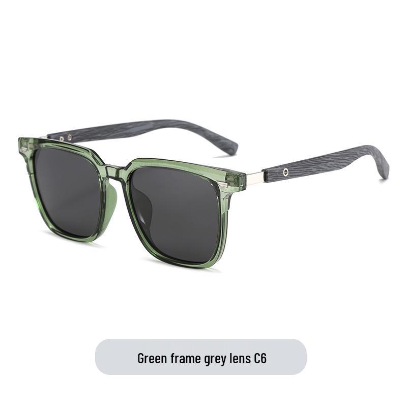 Polarized Square Sunglasses with UV Protection and Wood Grain Legs (Model P891876)