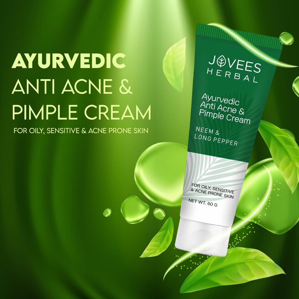 Jovees Anti Acne Pimple Cream 60gm For Oily Sensitive Skin Acne Scar Removal Dark Spot Reduction Hydrating Gentle Moisturizer For Clear Smooth Face