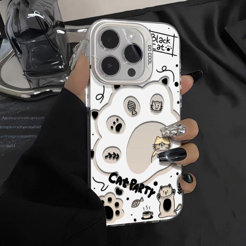 Trendy brand cat claws Apple 11promax mobile phone case iPhone11 cute 11IMD vitality case 11 colored silver