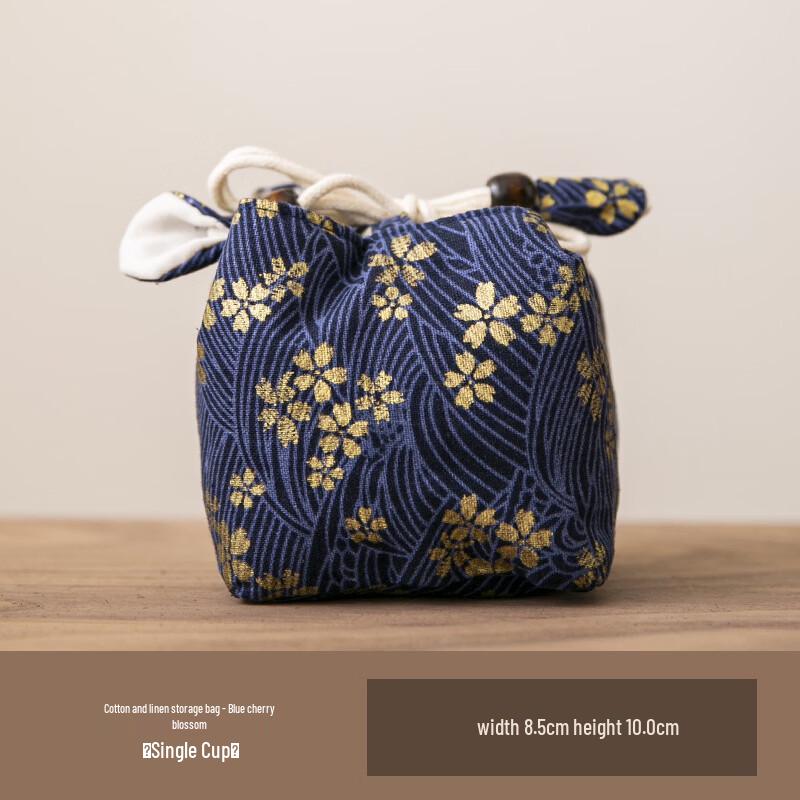 Утолщенная хлопково-льняная сумка для хранения чайного набора