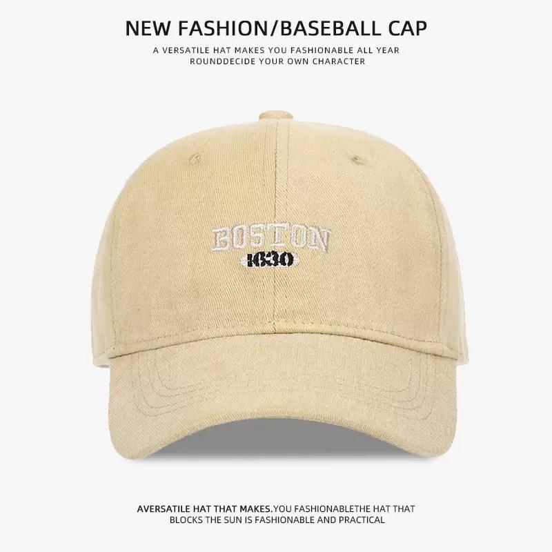 

New high-quality abraded fabric hat women s embroidered baseball cap showing a small face plus a big brim cap men Adjustable [54-60cm] хаки