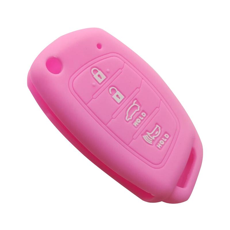 

4 Button Remote Key Fob Cover Case Pink Silicone Fit for Hyundai Elantra Sonata ix35 ix45 Tucson 2018