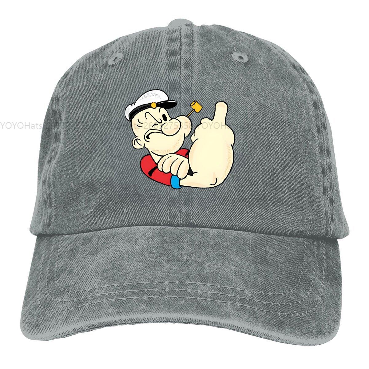 

Washed Unisex s Baseball Cap Humor Trucker Snapback Caps Dad Hat Popeyes The Sailor Golf Hats One Size