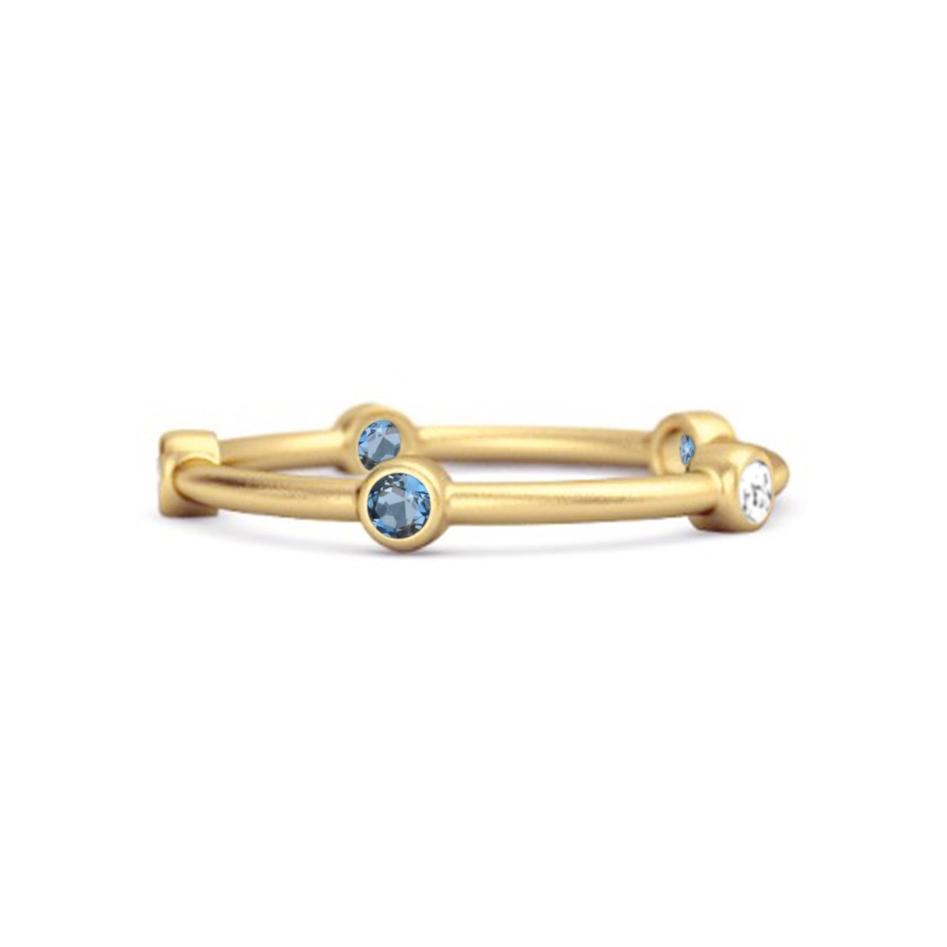 London Blue Topaz Bezel- 925Set Stacking Band Ring - 925 Sterling Silver Gold Vermeil 7.5 жёлтый