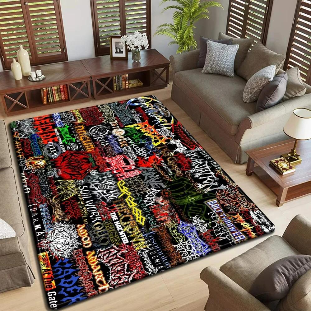 Band Logo Music Rock and Roll Pattern Carpet for Living Room Bedroom Non-Slip Soft Rug Kitchen Floor Mat Entrance Doormat