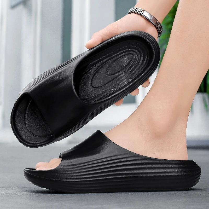 Fashion Summer Trend Mens Slippers Non-Slip Sandals Thick Soft Platform House Shoes Indoor Outdoor Shower Bathroom Slippers Casual Shoes