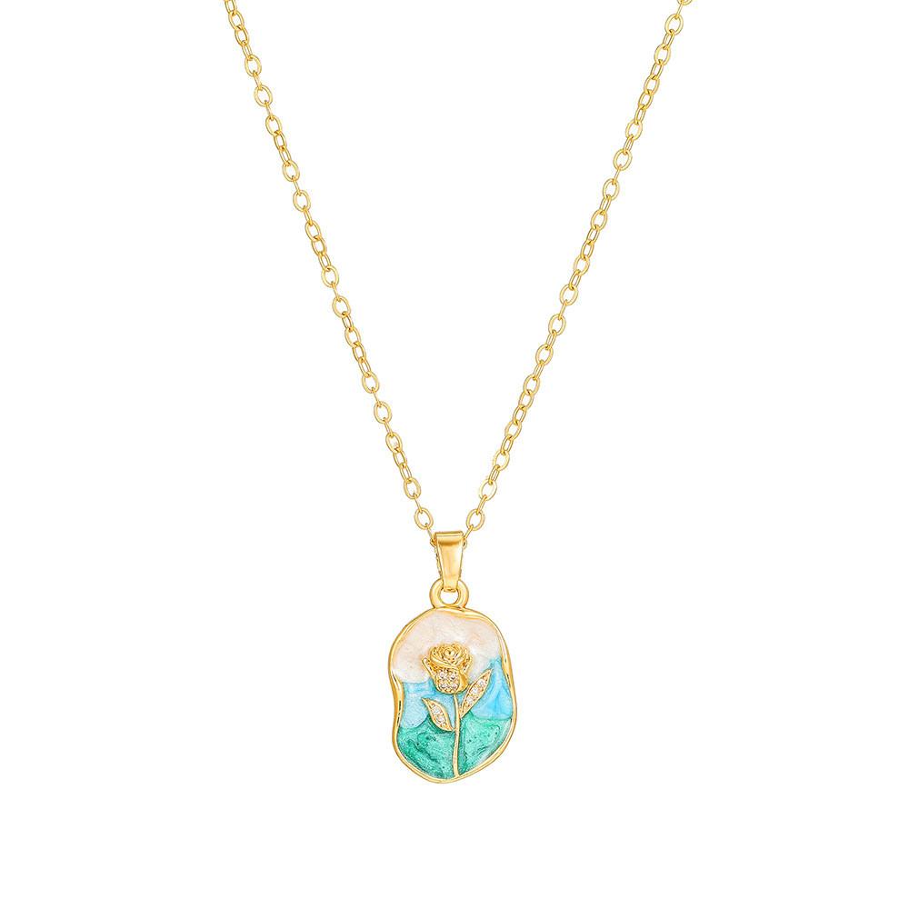 Koperen Bloemenketting Met Zirkonia Steen Meerlaags Ontwerp Voor Casual Of Formeel Gebruik