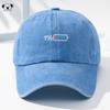 Vintage Letter Print Denim-Style Cotton Blend Baseball Cap Men Women Wide Brim Flat Top Hat