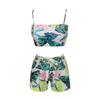 New Sexy Women  Plant Print Split Swimsuit Pattern Beach Bikini Set