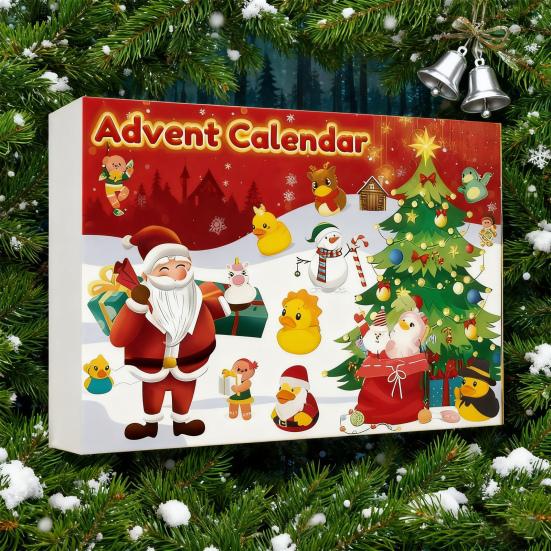 2025 Duck Advent Calendar 24 Days Acrylic Ornaments Christmas Countdown Box