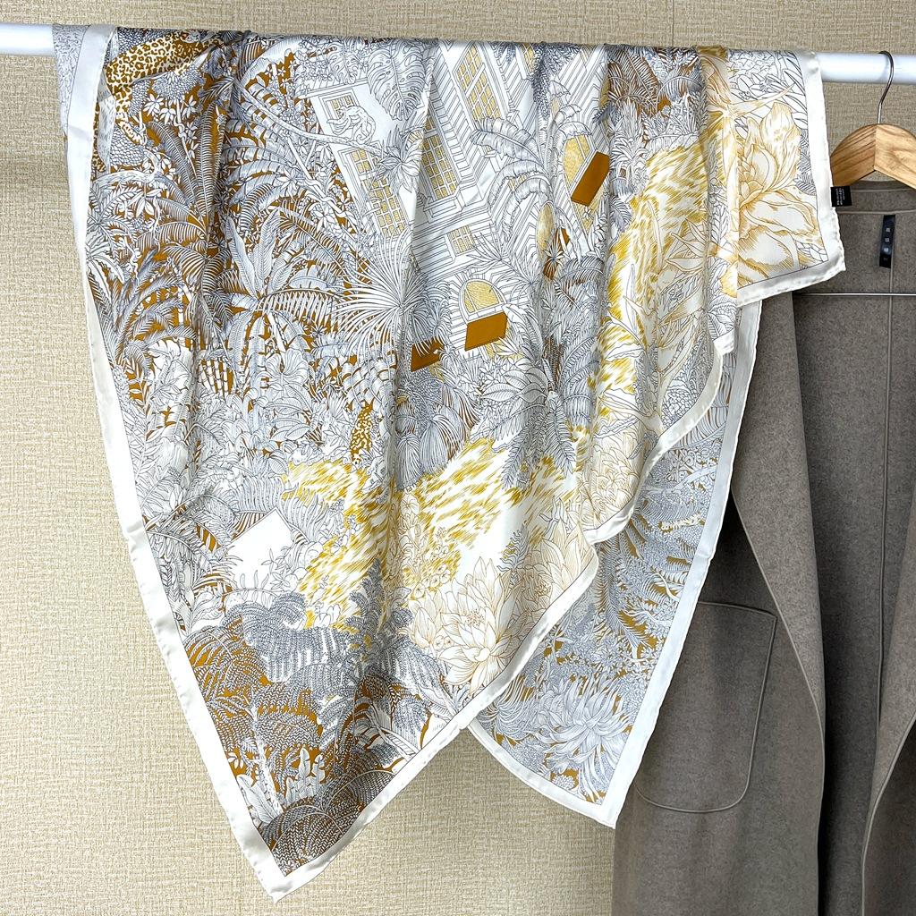 Dunhuang ethnic style cashew flower silk scarf women's 111% mulberry silk neck protection fashionable versatile high-end shawl