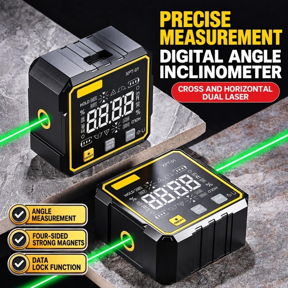 Four Side Magnetic Laser Inclinometer Dual Laser Cross Line Slope Meter For Carpentry