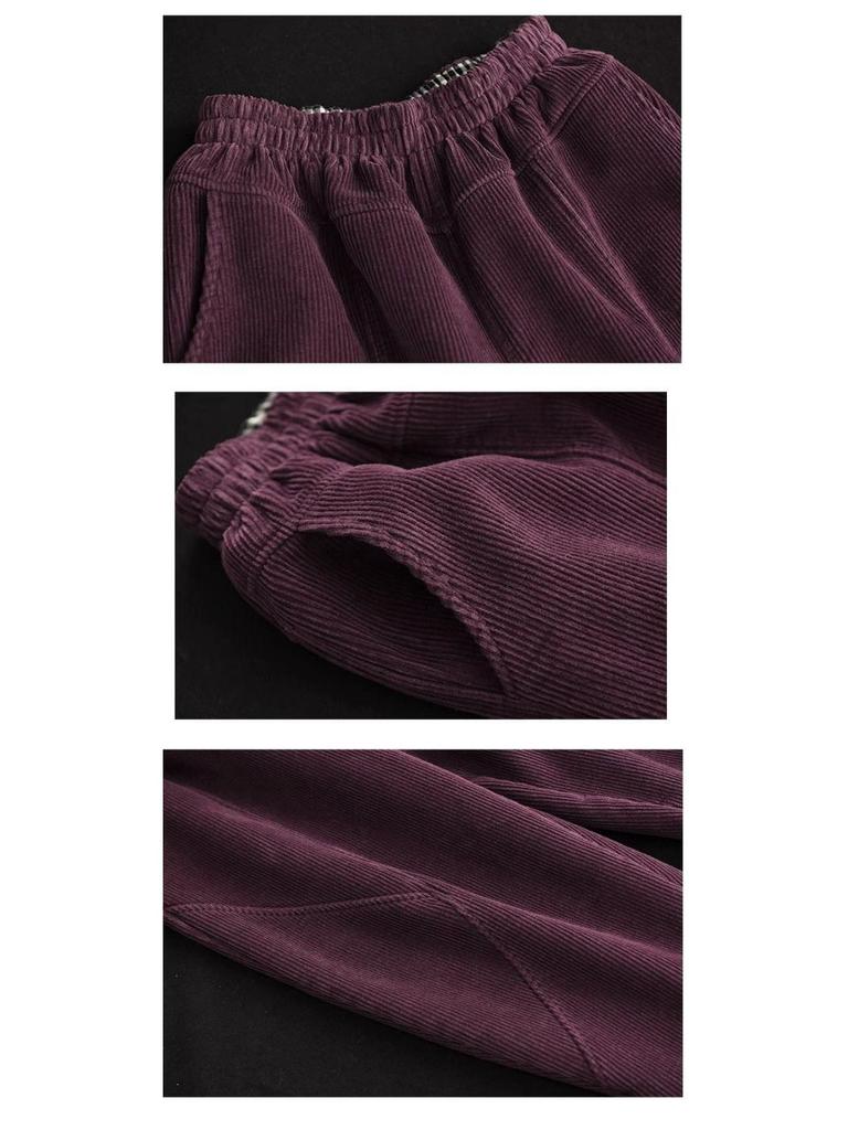 Women's Patchwork Chenille Harem Pants - Autumn/Winter 2024, Thickened Velvet for Warmth, Versatile Casual Slim Fit.