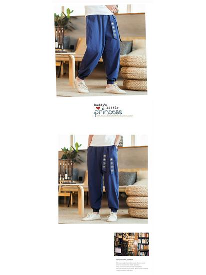 2019 Herren Retro Baumwolle Leinen Bestickte Haremshose - Herbst/Winter, Lässig, Übergröße