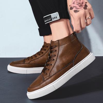 Trendy Men's Casual Shoes High Top Sneakers Men Leather Handmade Italian Mens Shoes Brand Designer Skate  Footwear Man Moccasins