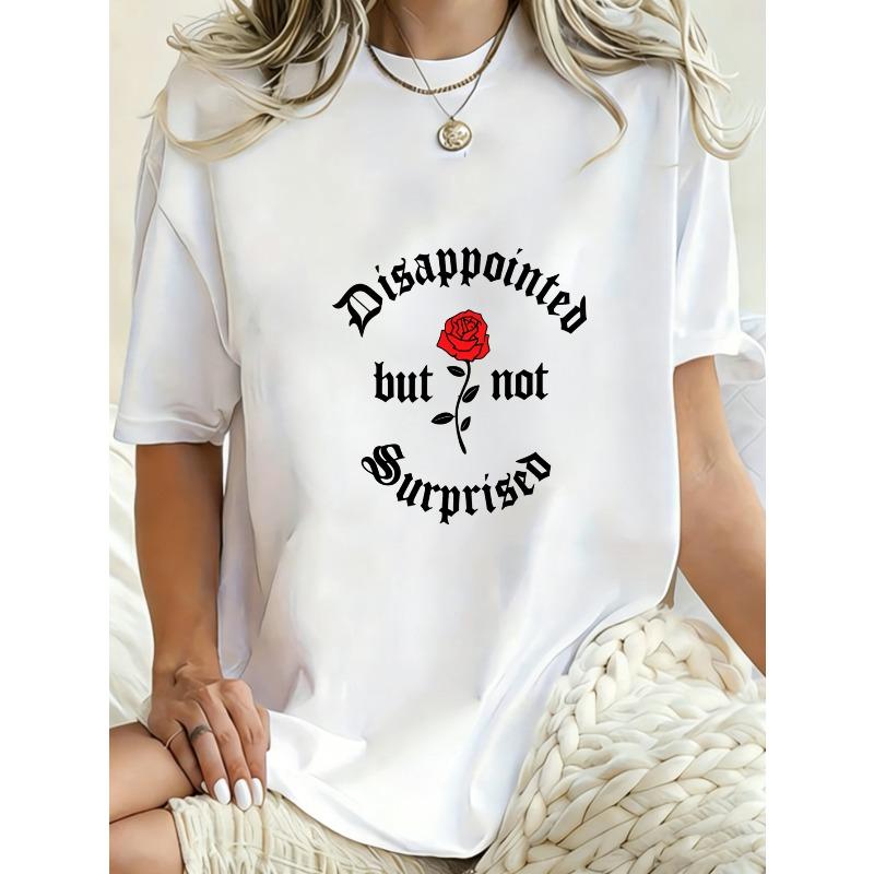 Oversized T Shirt Dress Black Rose And Text Print Casual Everyday Wear