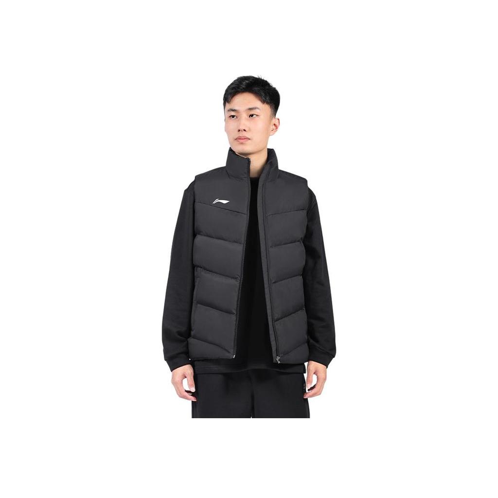 Li-Ning Sport Lifestyle Series Solid Color Stand Collar Loose Fit Zipper Windbreaker Vest Unisex Vest Black YMMU007-3