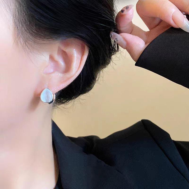 Niche Design Feeling Ice Transparent Opal Double-Sided Water Drop Ear Buckle Exquisite Versatile Earrings Temperament Light Luxury Simple Earrings