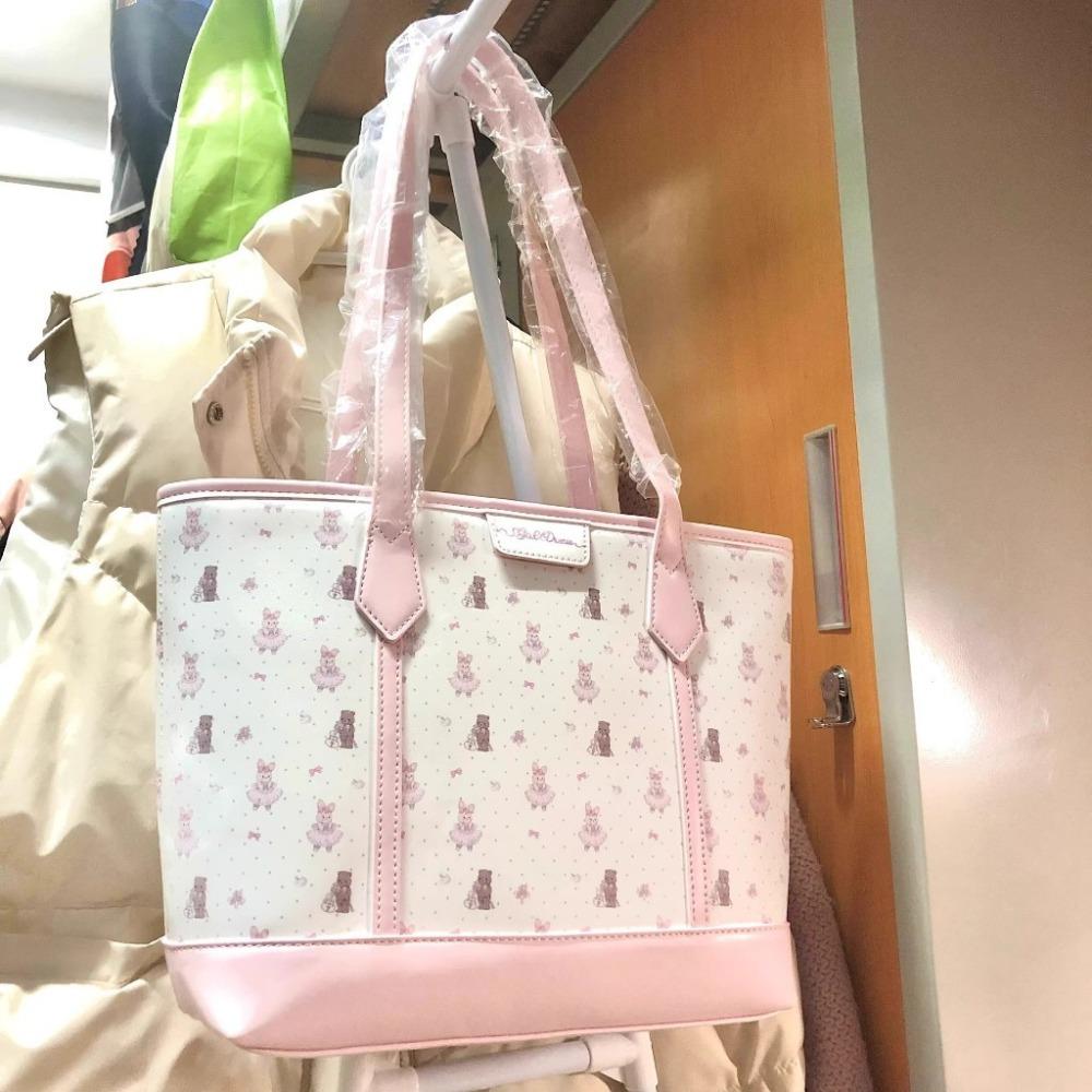 Cartoon Aesthetic Print Handbag PU Commuting Bag Kawaii Tote Bag  Casual Wear