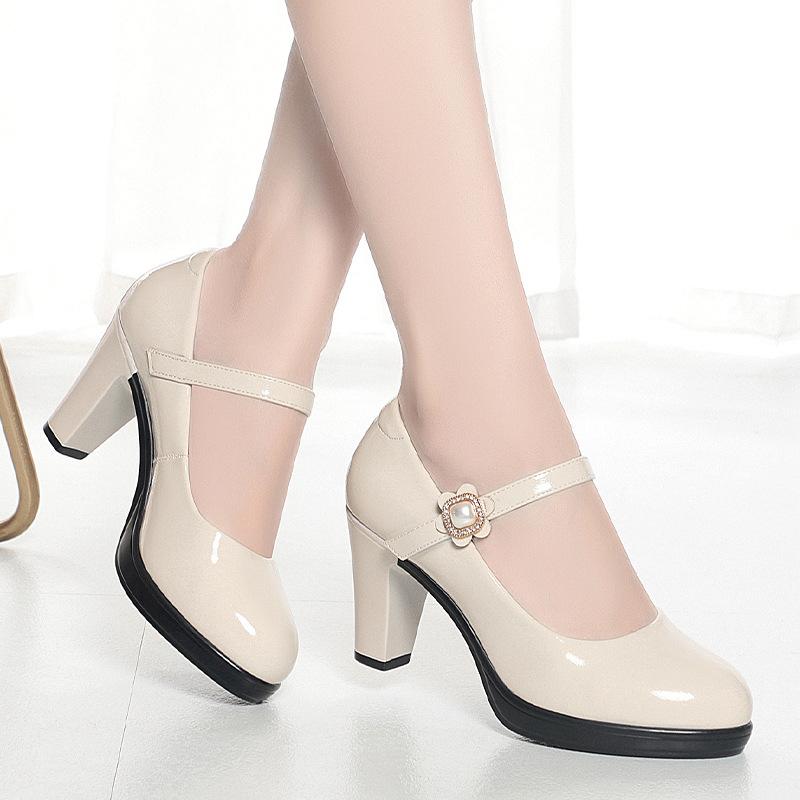 Cheongsam shoes catwalk shoes model mid-heel shoes women's waterproof platform thick-soled mid-heel thick heel, single shoes