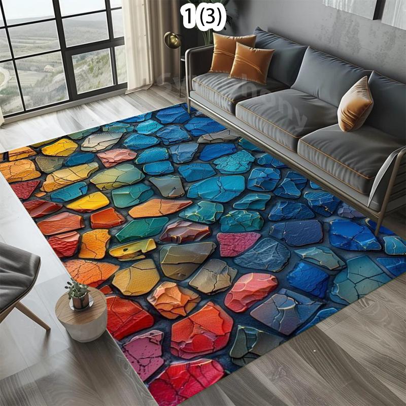 

Stone Carpet with European Print Pattern Soft Color Easy To Clean Non Slip Suitable for Outdoor Courtyard RV Picnic Carpet 40x60cm
