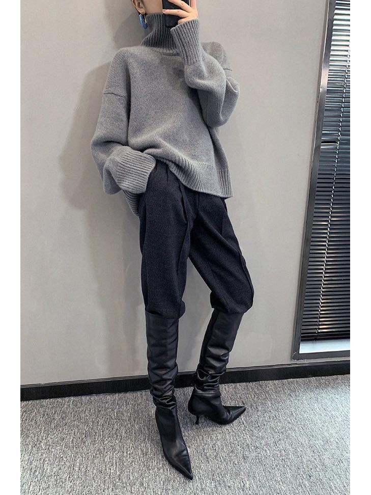 Women's Soft Knit High-Neck Sweater: Loose-Fit Pullover for 2025 Autumn/Winter