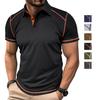 Men’s Polo T-shirt Cotton Short Sleeves Color Block Slim Fit Shirts Turn-down Collar Button Pullovers Spring Summer Casual Wear
