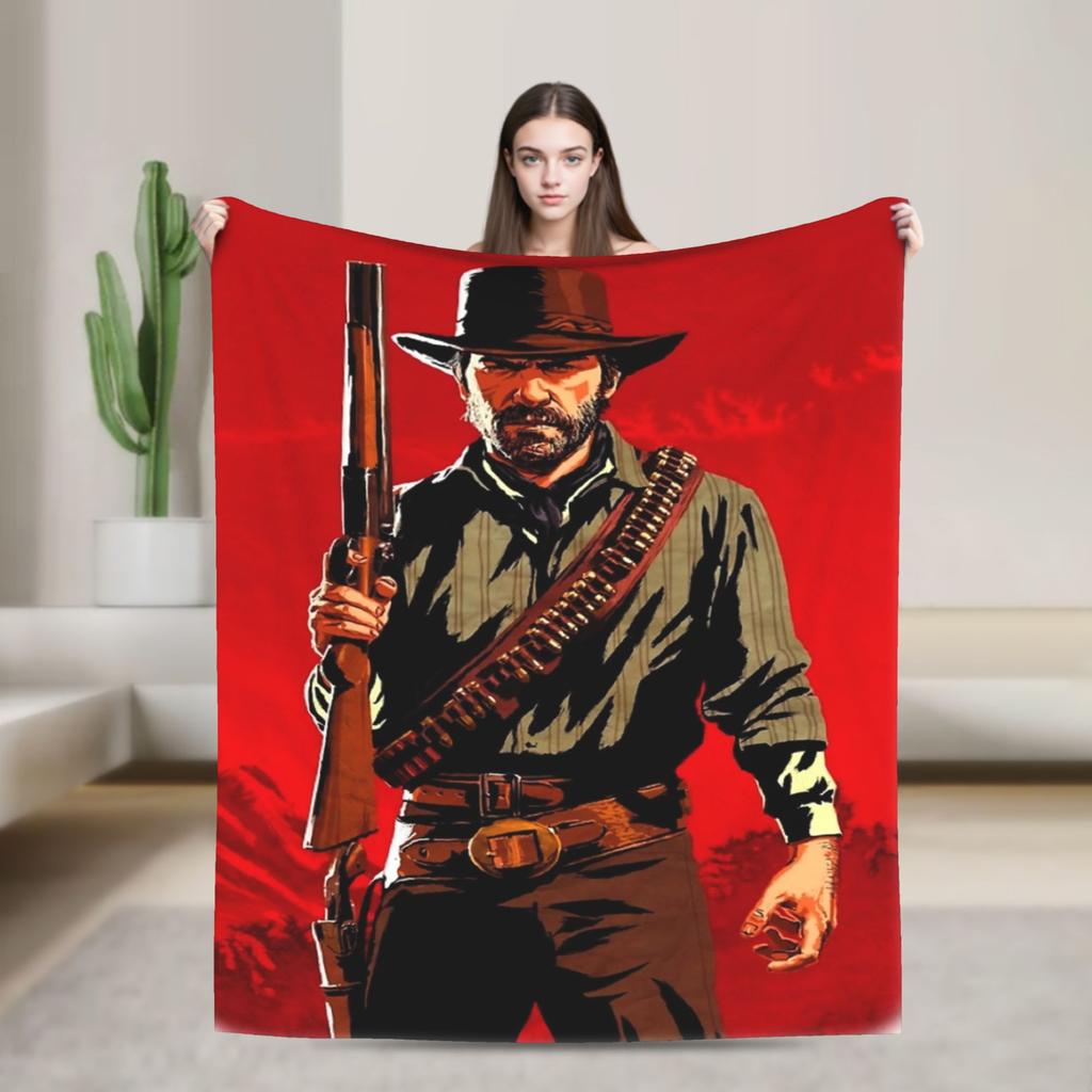 Arthur Morgan West Cowboy Action King Game Character Blanket Red Dead Redemption Plush Bedding Throws For Bedroom Flannel Cover