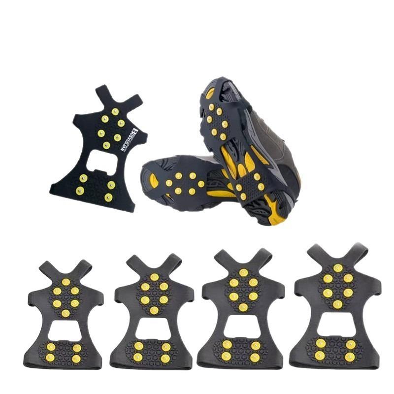 10-Tooth Silicone Ice Cleats: Anti-Slip Shoe Covers for Snow Hiking and Mountaineering