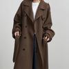 Lapel Collar Double Breasted Temperament Woolen Long Coat Thick Fabric Women's Warm Jacket Autumn 2025