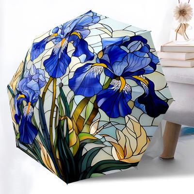 1pc Iris StainedGlass Automatic Open/Close Umbrella Compact Folding Umbrella, All-Season Portable Umbrella for Women/Men F1124069