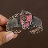 Rhodonite Handmade Copper Wire Wrap Bangle Adjustable b3y09
