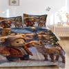 3pcs Christmas Deer and Bear Bedding Set - Includes One Quilt Cover and Two Pillowcases (No Core) - Festive Gift for Bedroom Decor - Anime C