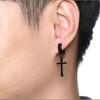 WKOUD 2PCS Stainless Steel No Piercing Cross For Men Kpop Clip On Cross Earring Gothic Punk Fake Ear Cuff Cross Earring Dangle