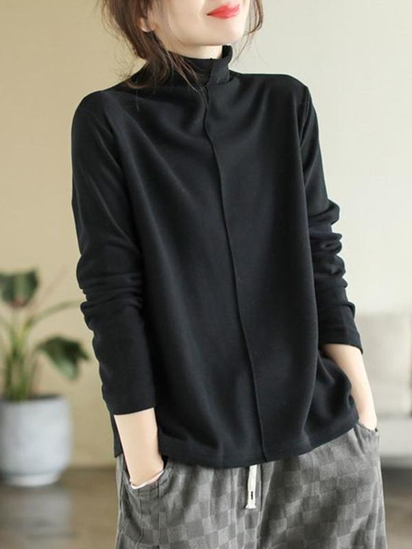Damen Vielseitiges Patchwork Samt Semi-High Neck Shirt - Herbst/Winter 2025