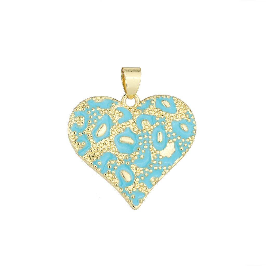 14K Gold Plated Brass Jewelry Leopard Print Heart Pendant Enamel Colorful DIY Drip Oil Design Charm for Women Fashion Accessory