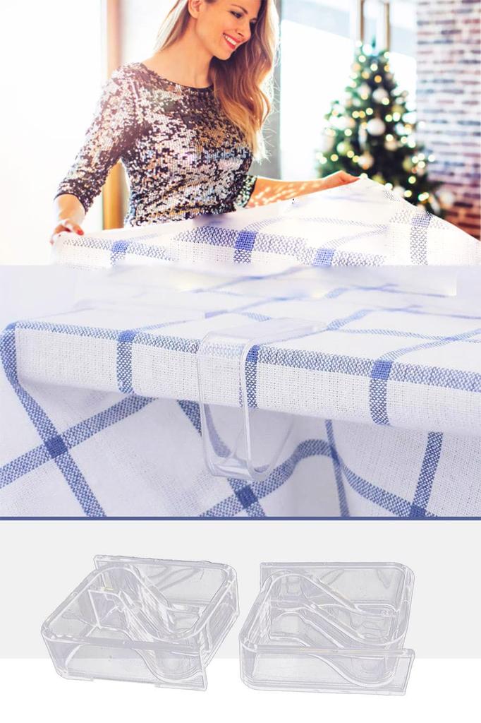 YFFSFDC Tablecloth Clips, Non-Slip, Anti-Slip, Clear, Fits 3.5-5.5cm Tablecloths [Pack of 4]