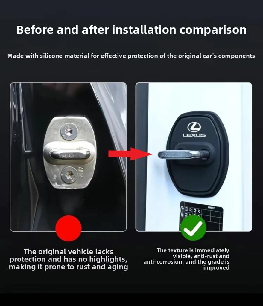 4PCS Car Door Lock Buckle Silicone Cover Sticker For Lexus RX300 CT200H ES200 GS300 IS250 ES LS LC NX UX RX RZ GX LX LM G etcJT3