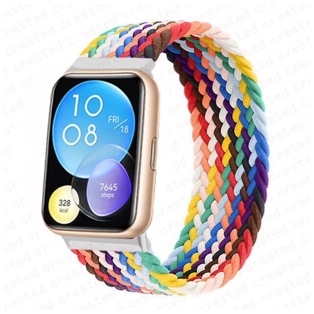 

Эластичный нейлоновый ремешок без пряжки для Huawei Watch Fit 2 Sport, плетеный ремешок, наручные аксессуары для умных часов Huawei Fit 2 Watch XS rubine красный