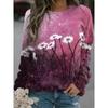 Casual Retro Long Sleeve Sweatshirt 3D Digital Print Round Neck Women's Fashion Polyester Fiber Full Length Cotton Blend