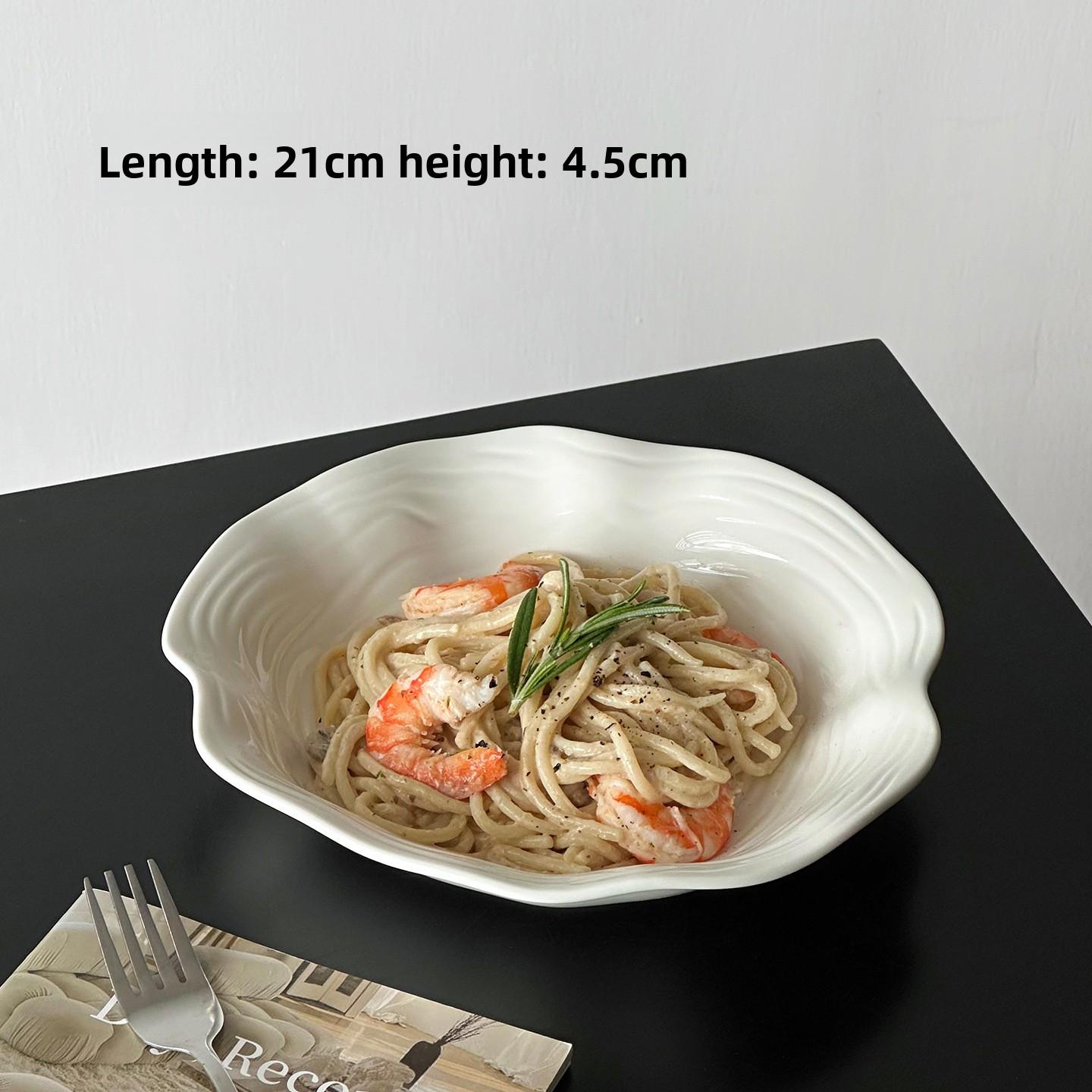 

Creative Ceramic Plate with Lotus Edge Pasta Deep Dish Western Style Fruit Salad Bowl белый