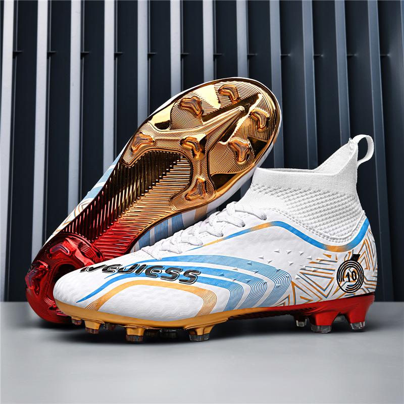 

Новые позолоченные футбольные бутсы для мальчиков и взрослых для игры на траве, женские, шипованные, тренировочные, размер 33-46. 33