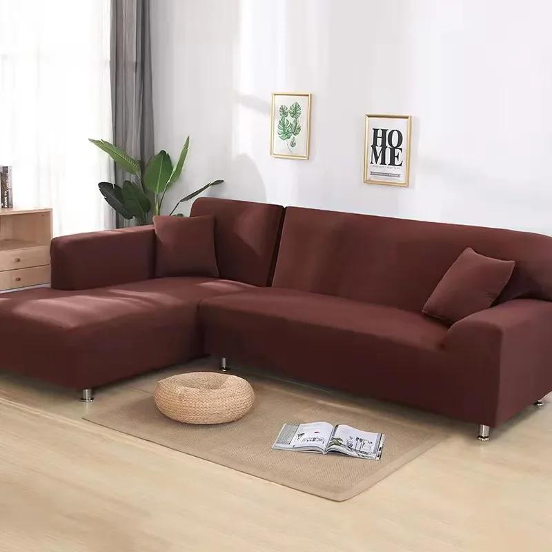 Solid Color Sofa Covers for Living Room Elastic Sofa Cover L Shaped Corner Couch Cover Slipcover Chair Protector 1/2/3/4 Seater