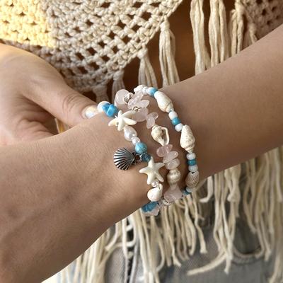 Bohemia Seestern Muschel Perlen Armband Für Frauen Handgemacht Unregelmäßig Kristall Stein Perlenarmband Sommer Strandparty Schmuck Geschenk