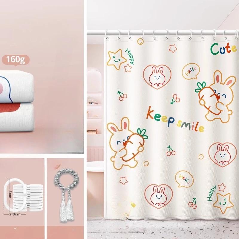 Cartoon Bathroom Curtains for Living Room Home Decor Blackout Curtains Living Room Bedroom Balcony Screen Dustproof