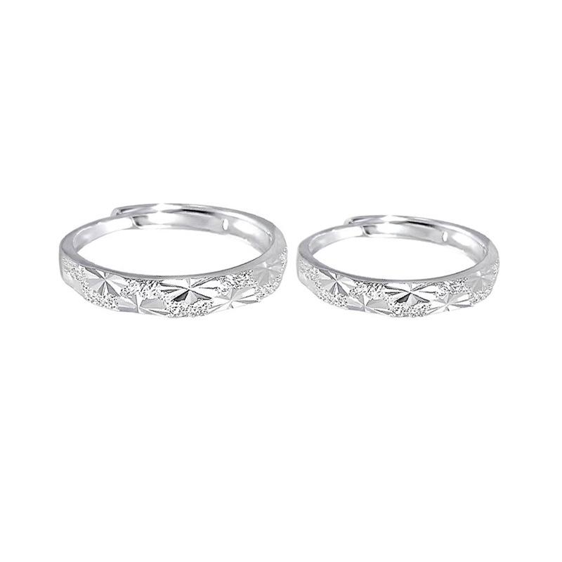 Sterling Silver Starry River Couple Rings: Luxurious, Shimmering Niche Design