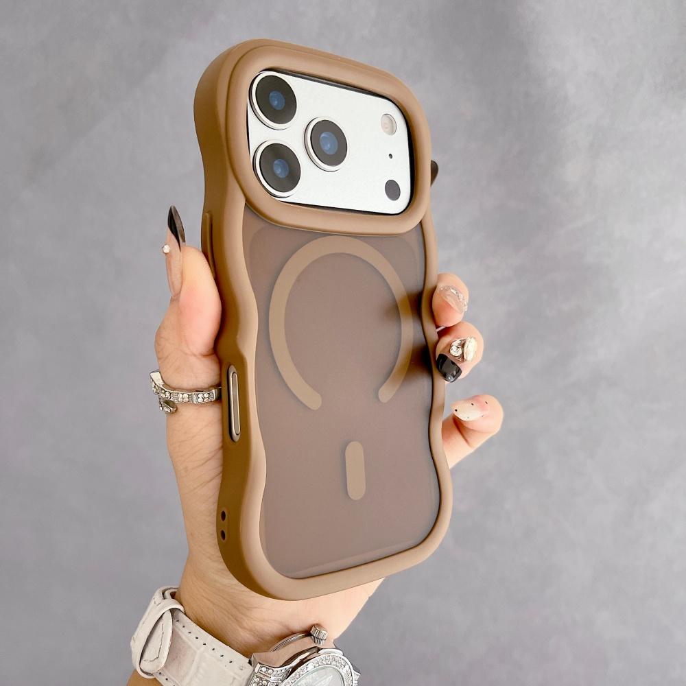 

for Magsafe Matte Translucent Case for iPhone 14 15 16 17 Pro Max Plus 12 13 Air Magnetic Wave Border Wireless Charging Cover iPhone 12
