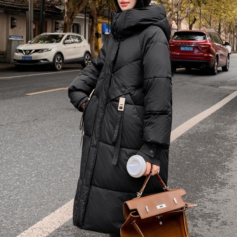 

Модное зимнее пальто женское длинное парки с капюшоном повседневное свободное толстое теплое женские куртки 2XL чёрный