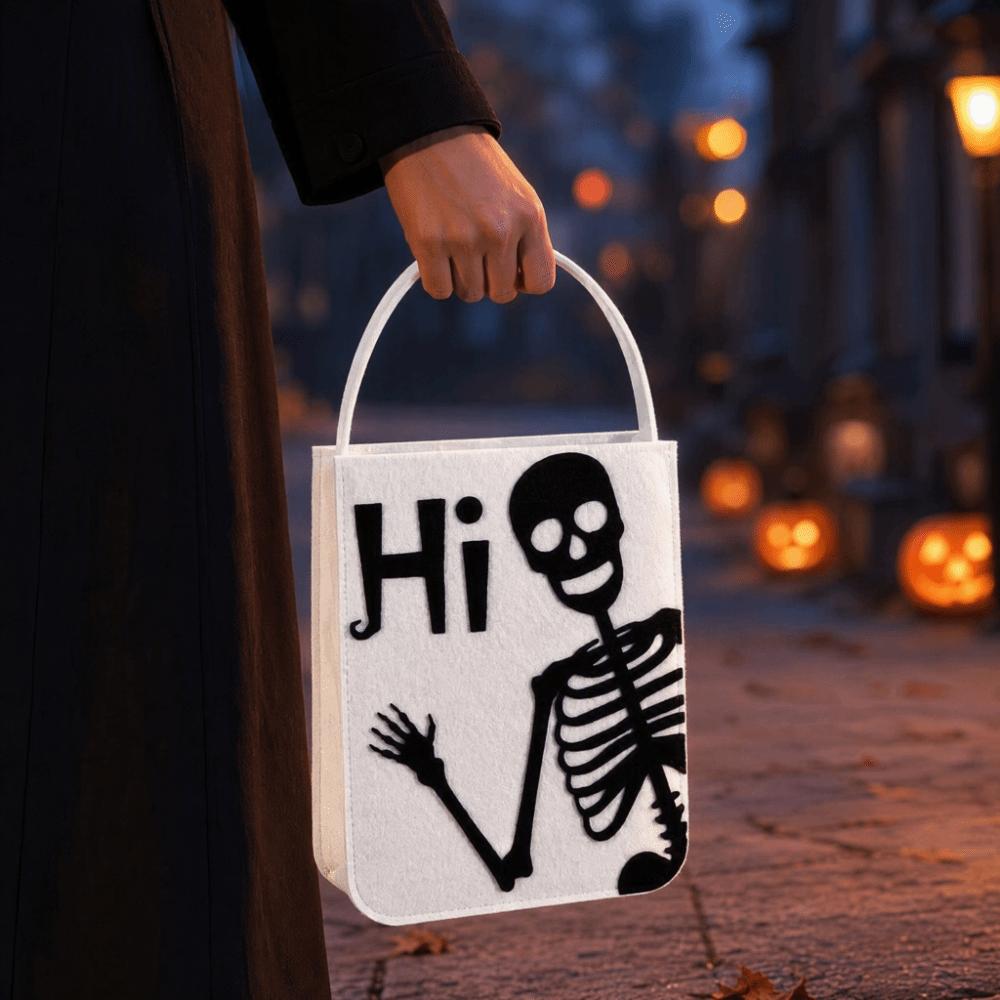 Spooky Design Pumpkin Ghost Bag Reusable Felt Candy Carrier  Costume Party